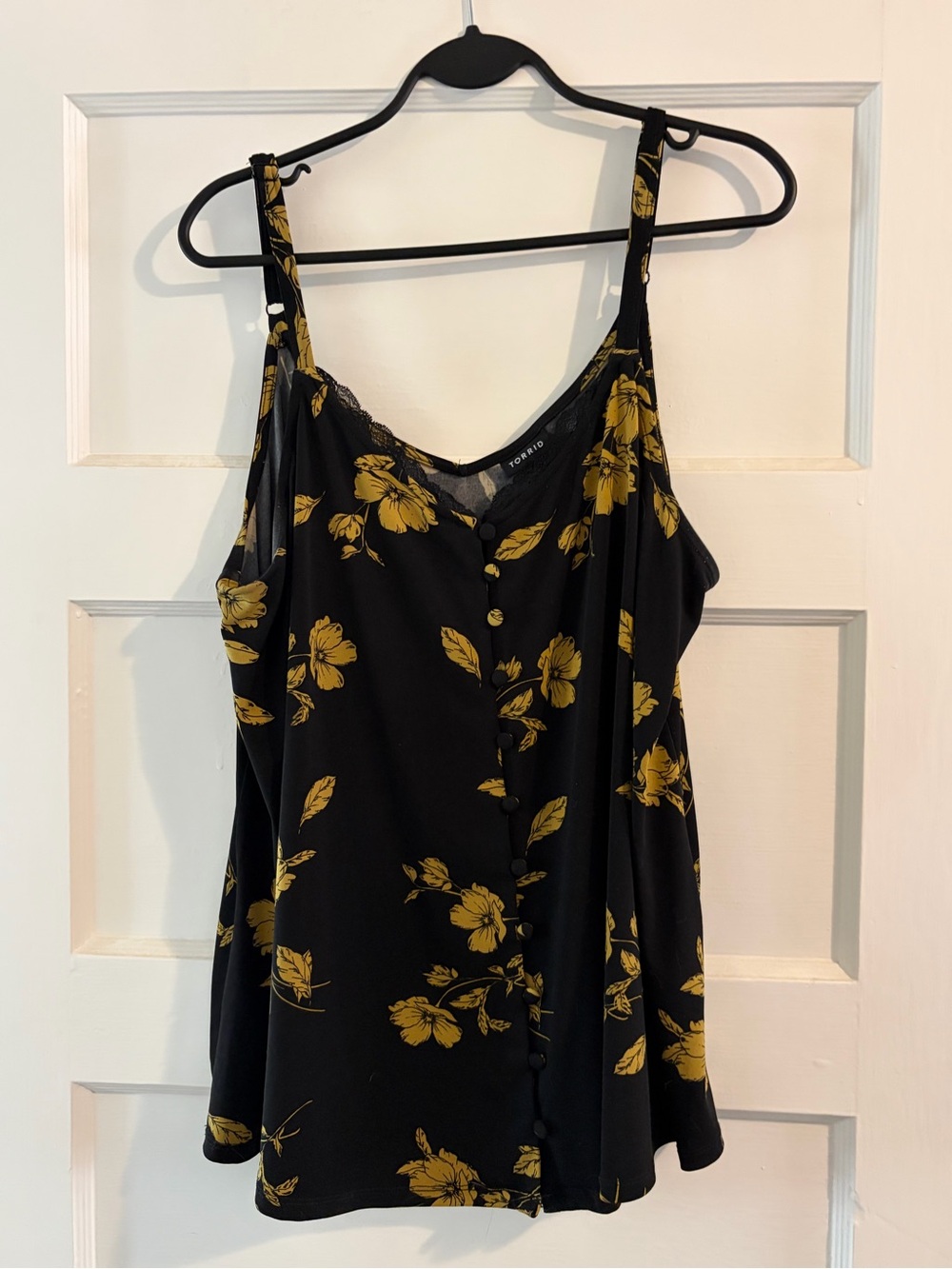 torrid Black Slip Tank with Mustard Floral Print